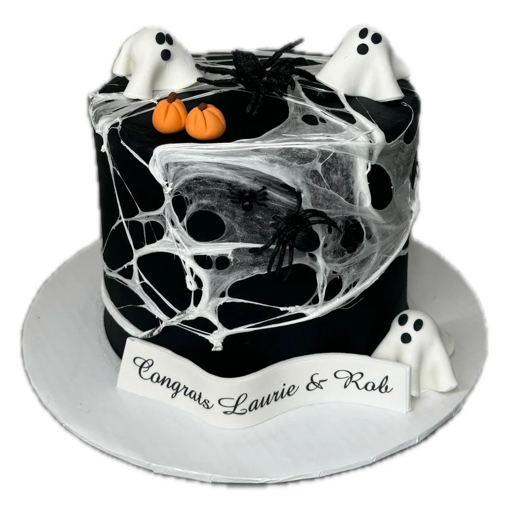Halloween Spider-Web Ghost Cake