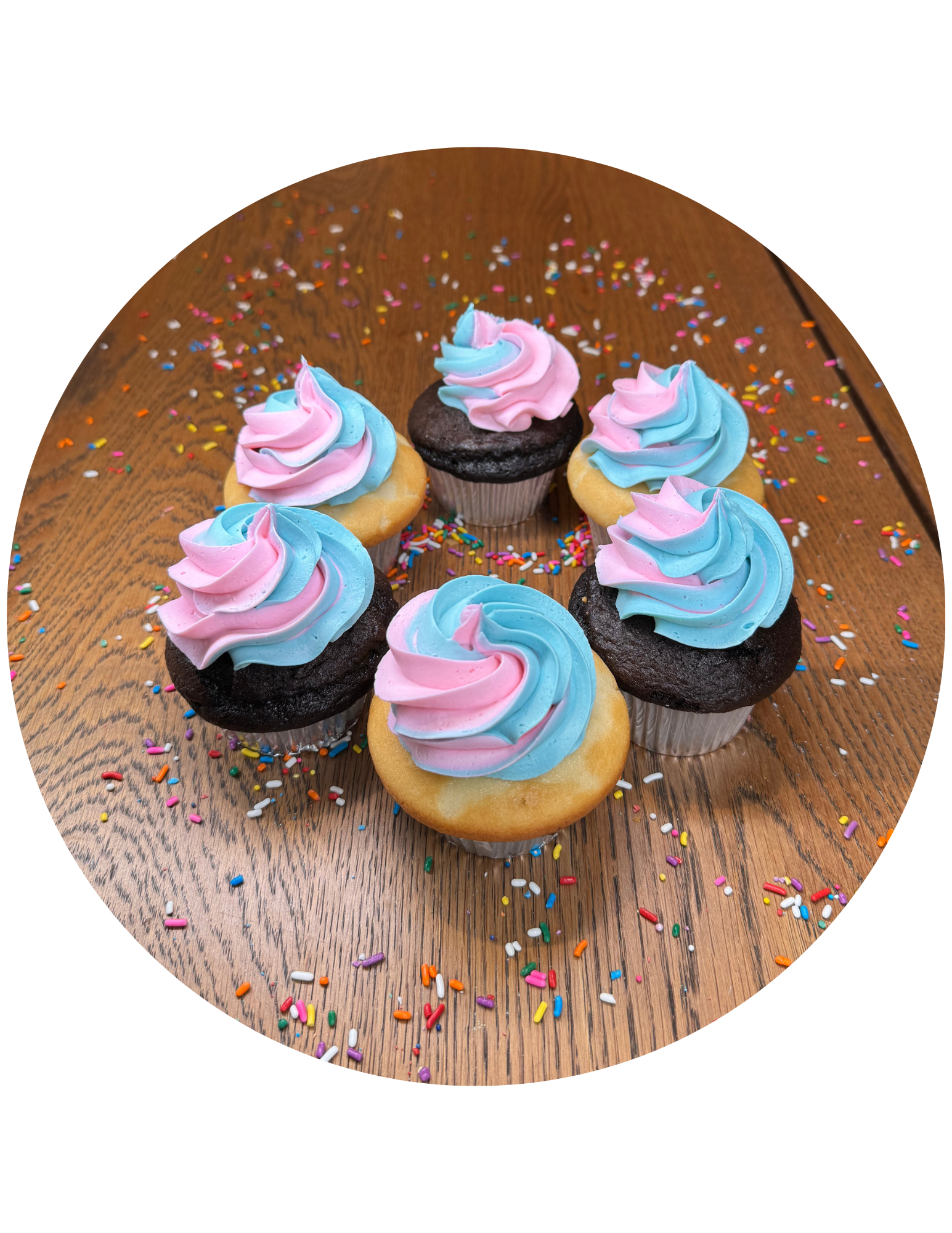 6 PC Gender Reveal Cupcakes