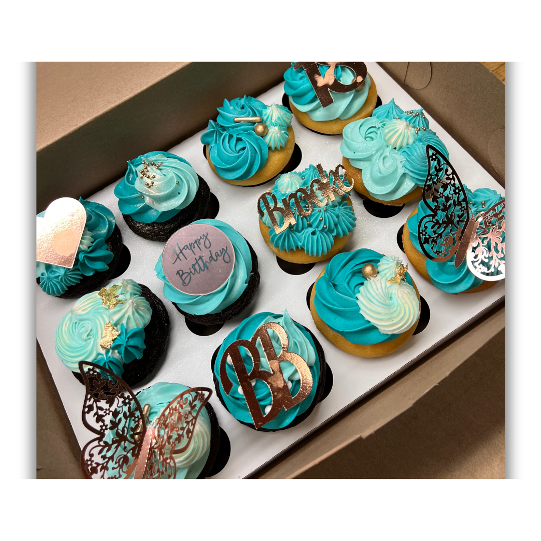 Teal HBD Cupcake Box