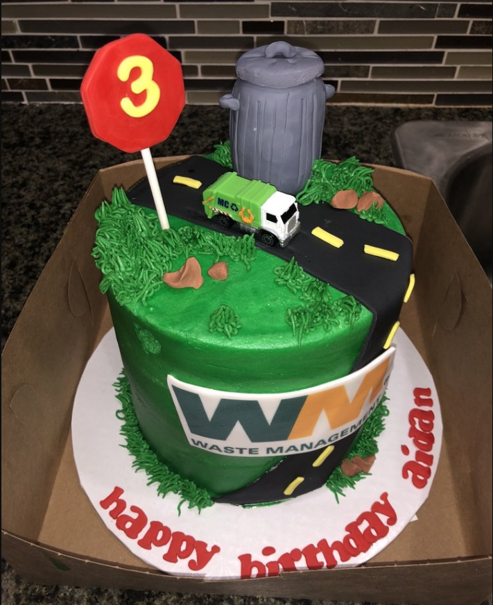 custom garbage truck cake for ladera ranch costumer