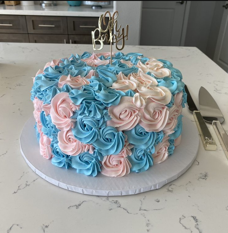gender reveal cake for ladera ranch costumer