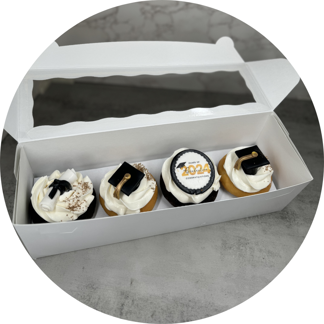4PC Grad Cupcake Box