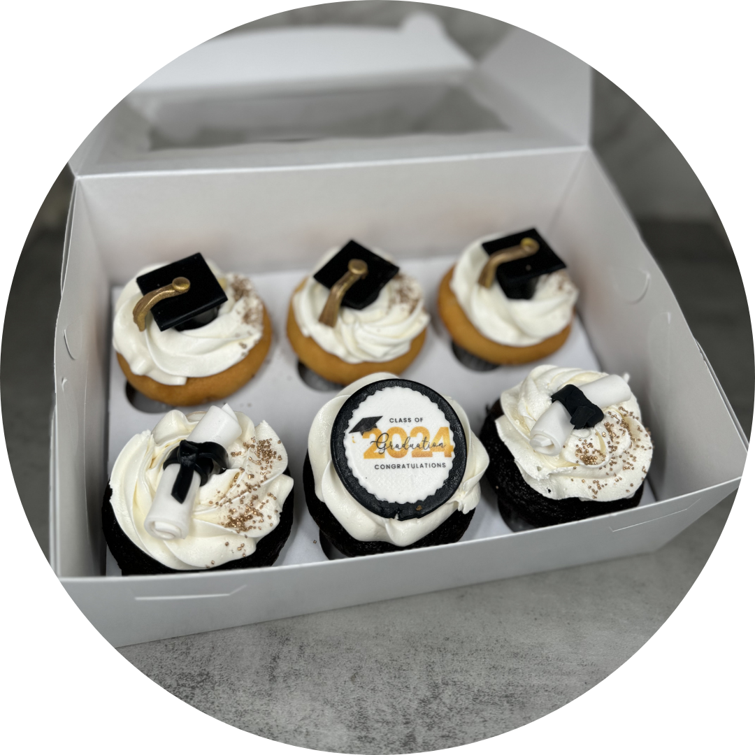 6PC Grad Cupcake Box