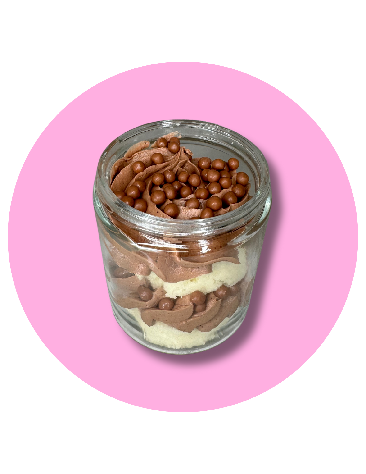 Vanilla Cake with Milk Chocolate filled jar