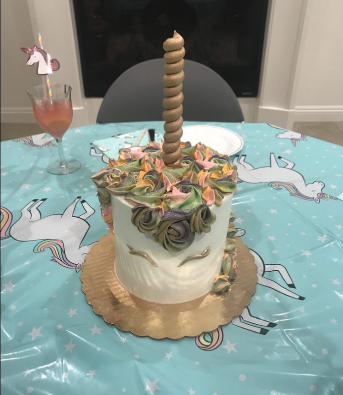 custom rainbow unicorn cake for san juan capistrano costumer